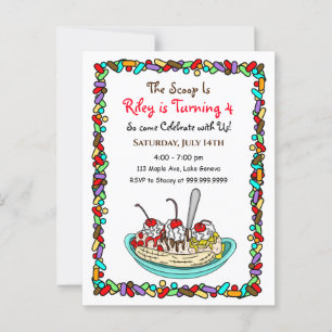 Ice Cream Birthday Party Invites Postcard