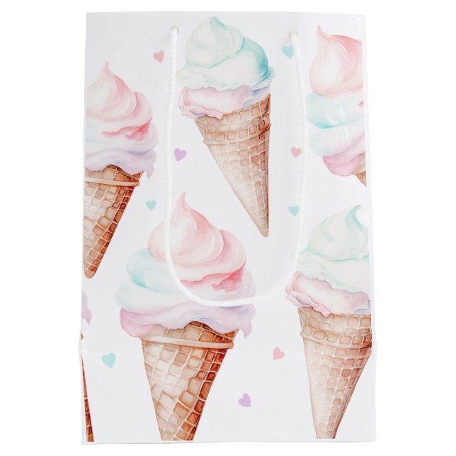 Ice cream birthday party  medium gift bag (Back)