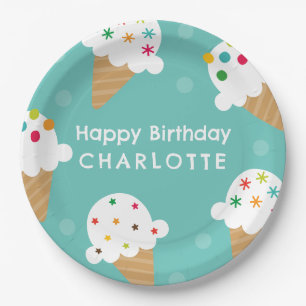 Ice Cream Birthday Party Paper Plate