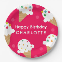 Ice Cream Birthday Party Paper Plate