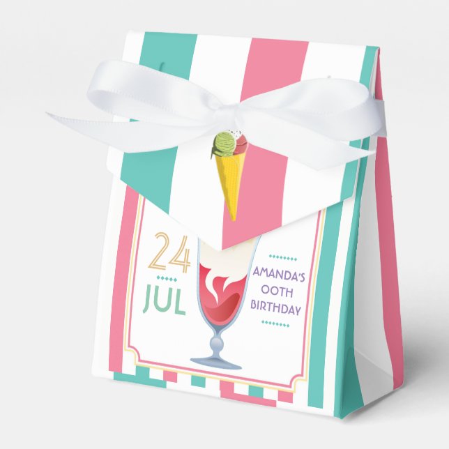 Ice Cream Birthday Party personalized Favor Box (Front Side)
