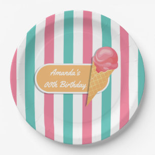 Ice Cream Birthday Party personalized Paper Plate