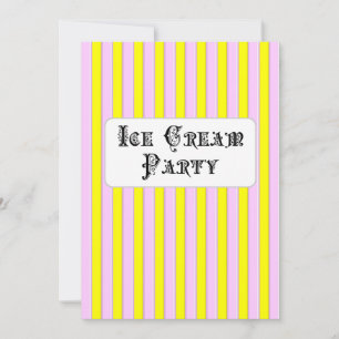 Ice Cream Birthday Party Pink Stripe Invitations