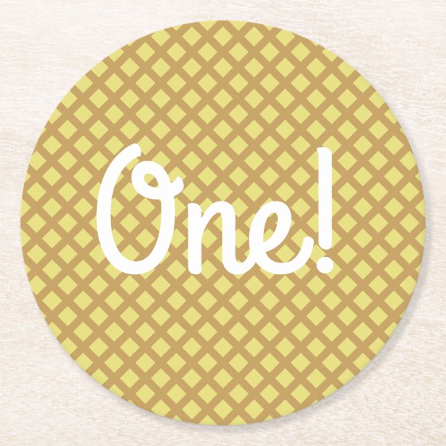 Ice Cream Birthday Party Round Paper Coaster (Front)