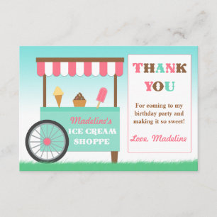 Ice Cream Birthday Party Thank You Card