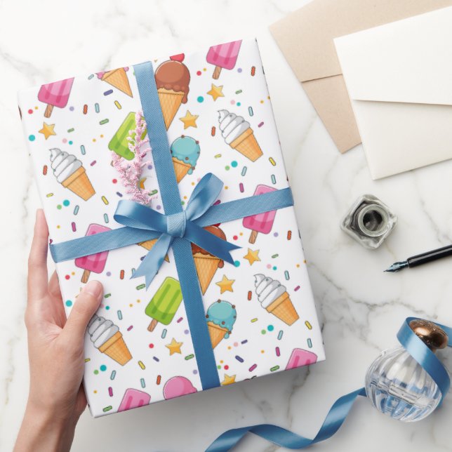 Ice Cream Birthday Party Wrapping Paper (Gifting)