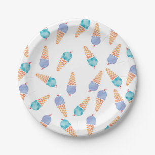 Ice cream blue and purple watercolour party plates