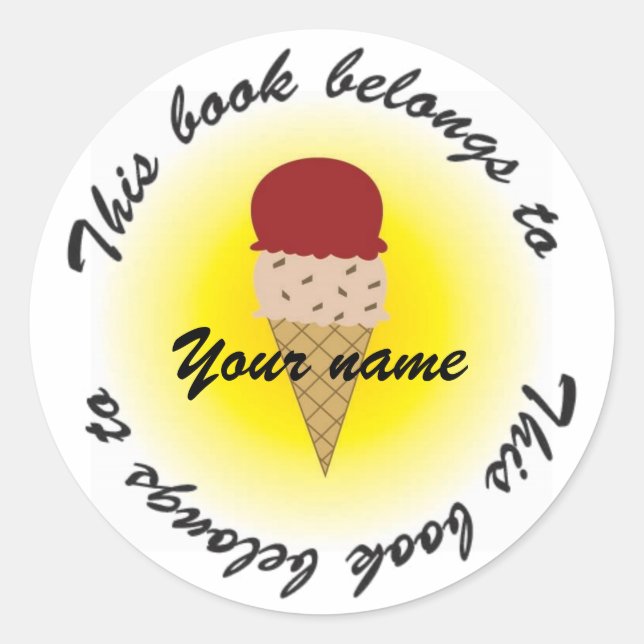 ice cream, Booklabel Classic Round Sticker (Front)