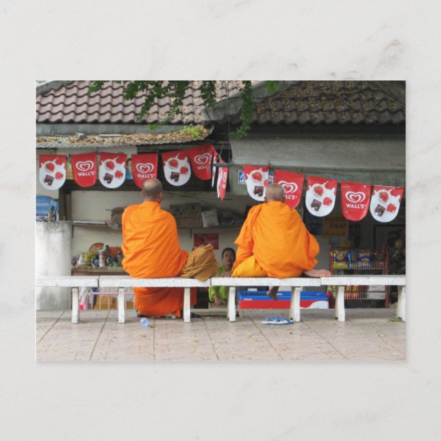 Ice Cream Break ... Buddhist Monks Thailand Postcard (Front)