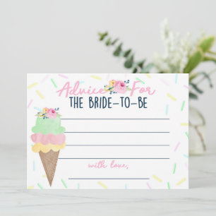 Ice Cream Bridal Shower Advice for Bride Cards