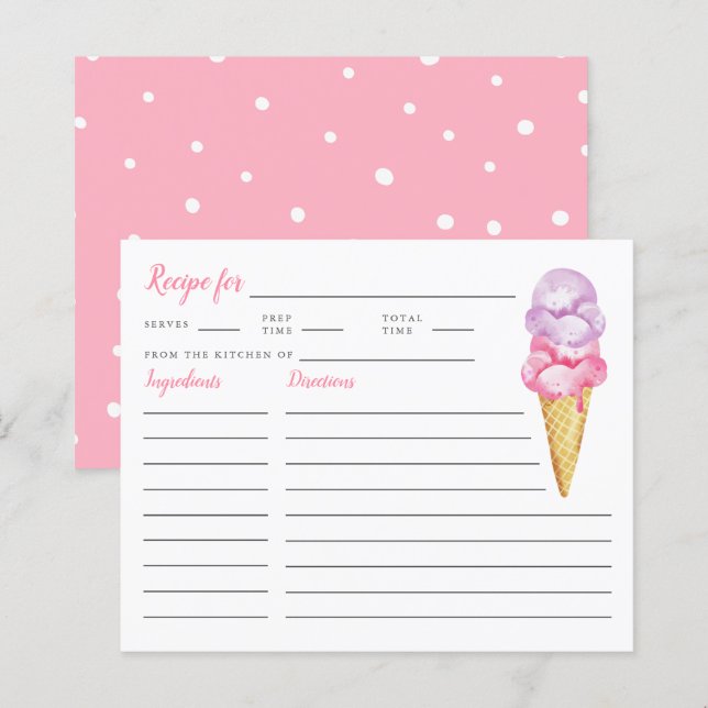 Ice Cream Bridal Shower Recipe Card (Front/Back)