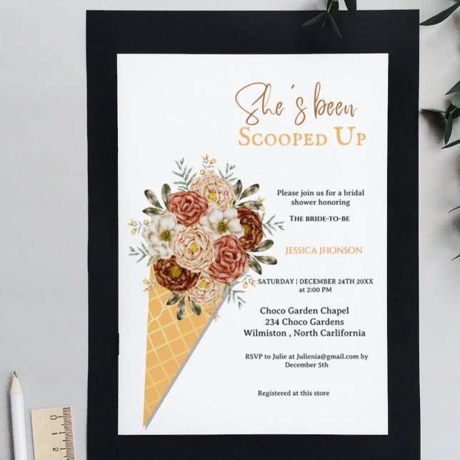 Ice cream bridal shower she's been scooped up  card (Creator Uploaded)