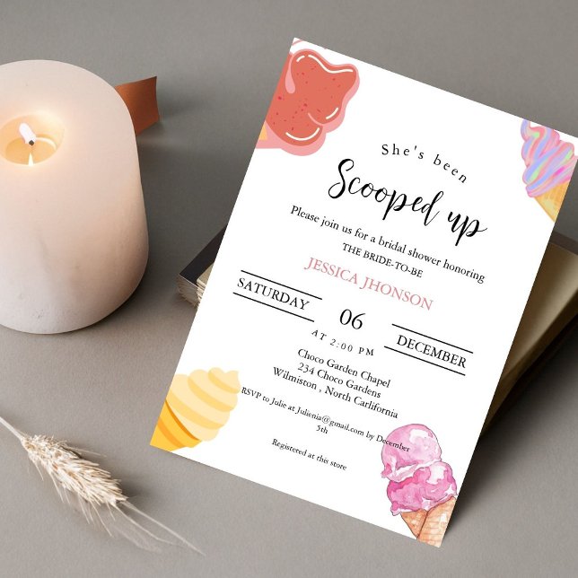 Ice cream bridal shower she's been scooped up  invitation (Creator Uploaded)