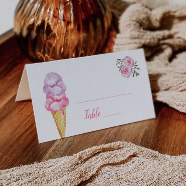 Ice Cream Bridal Shower Table Number Place Card (Creator Uploaded)