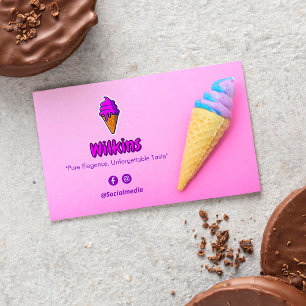Ice Cream Business   Pink Cute Barcode Card