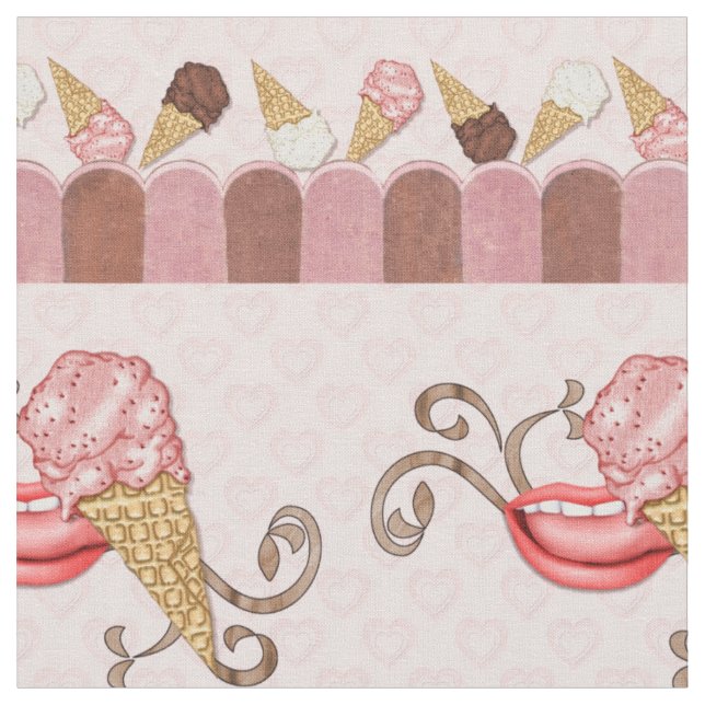Ice Cream Cafe - Small Print Fabric (Close Up)