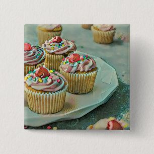 Ice cream cake 2 inch square button