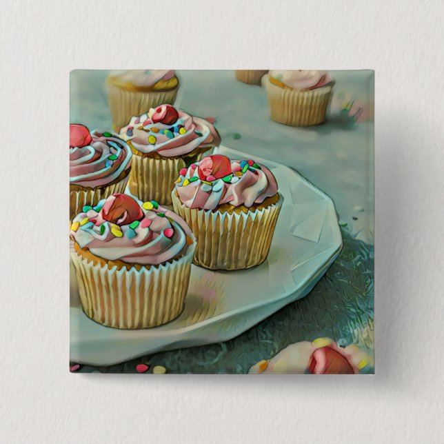 Ice cream cake 2 inch square button (Front)