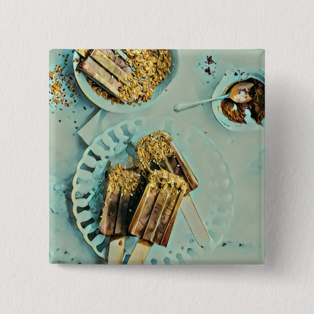 Ice cream cake 2 inch square button (Front)