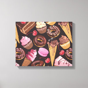 Ice Cream, Cake, Cupcakes and Cheesecake Delight Canvas Print