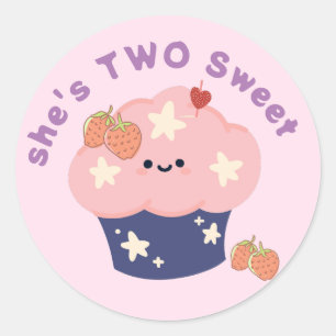 Ice Cream Cake Two Sweet 2nd Birthday Party Classic Round Sticker