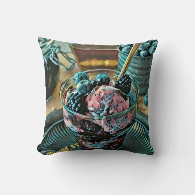 Ice cream cake with berry throw pillow (Front)
