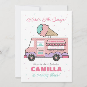 Ice Cream Camion Anniversaire Fête Invitation