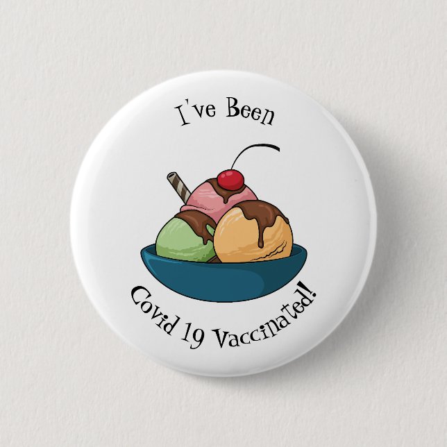 Ice cream cartoon illustration 2 inch round button (Front)
