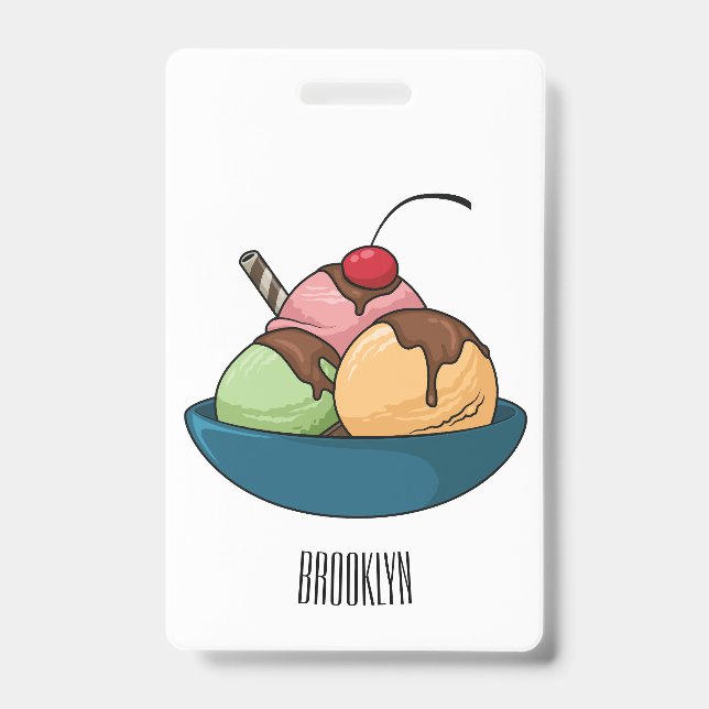 Ice cream cartoon illustration  badge (Front)