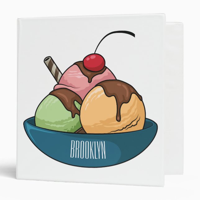 Ice cream cartoon illustration  binder (Front/Inside)