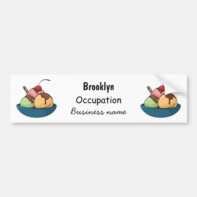Ice cream cartoon illustration bumper sticker (Front)