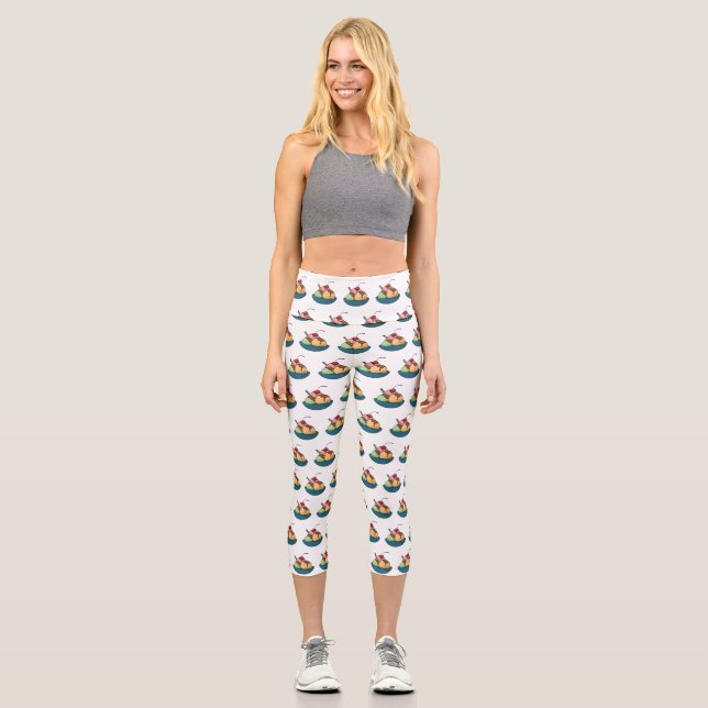 Ice cream cartoon illustration  capri leggings (Front)