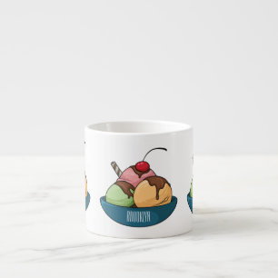 Ice cream cartoon illustration espresso cup