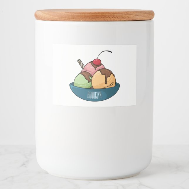 Ice cream cartoon illustration  food label (Front)