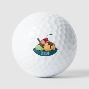 Ice cream cartoon illustration  golf balls