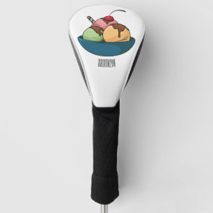 Ice cream cartoon illustration  golf head cover