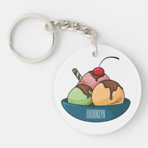Ice cream cartoon illustration keychain