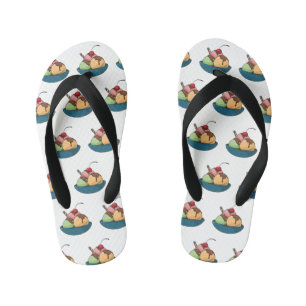 Ice cream cartoon illustration  kid's flip flops
