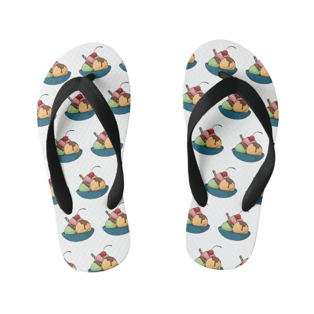 Ice cream cartoon illustration  kid's flip flops (Footbed)