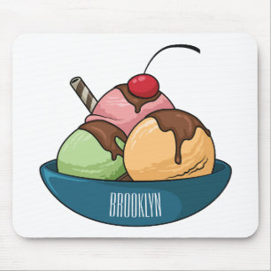 Ice cream cartoon illustration mouse pad