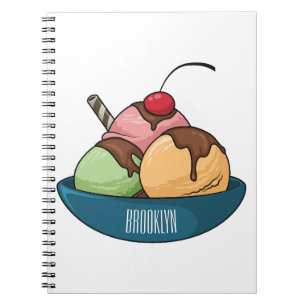 Ice cream cartoon illustration notebook