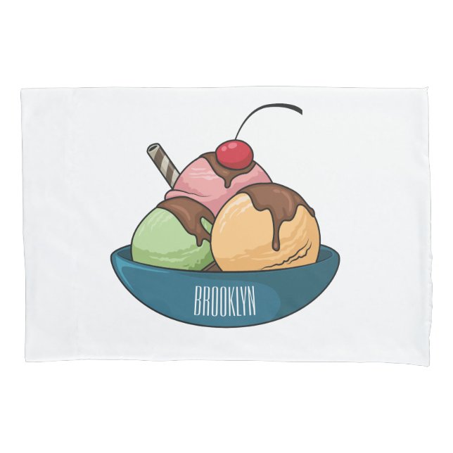 Ice cream cartoon illustration  pillowcase (Front)