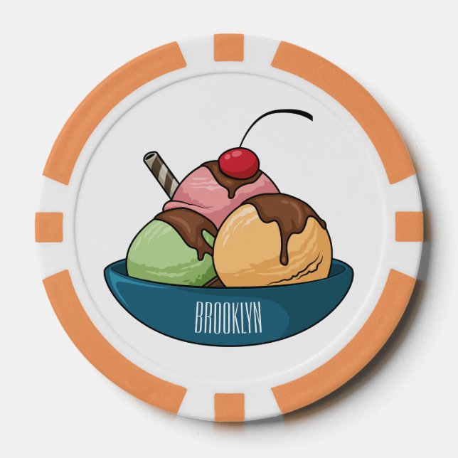 Ice cream cartoon illustration  poker chips (Front)