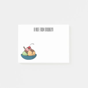 Ice cream cartoon illustration post-it notes