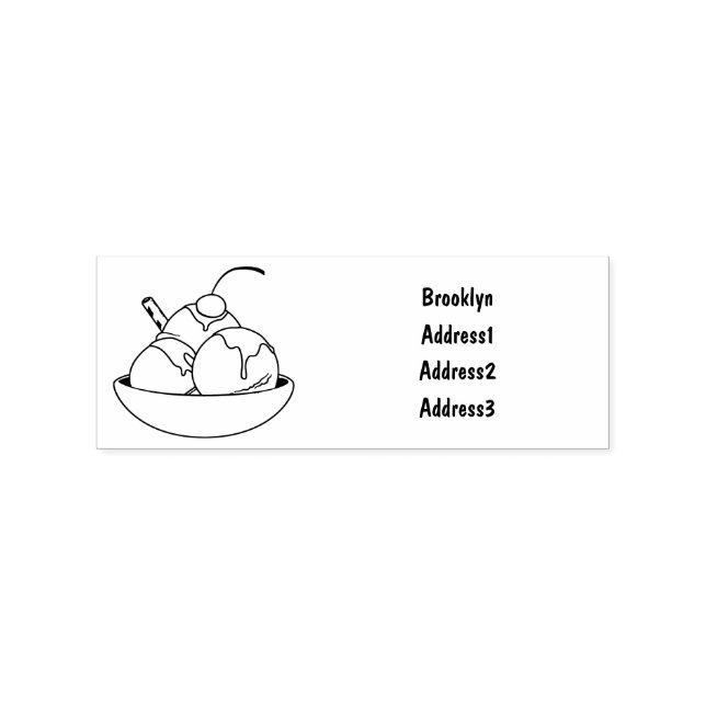 Ice cream cartoon illustration rubber stamp (Imprint)