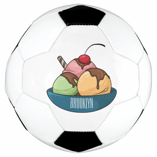 Ice cream cartoon illustration  soccer ball (Front)