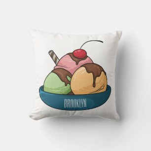 Ice cream cartoon illustration  throw pillow