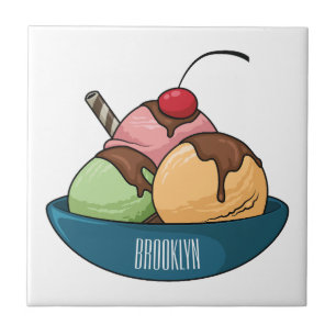 Ice cream cartoon illustration  tile