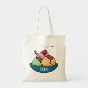 Ice cream cartoon illustration  tote bag