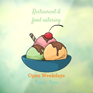 Ice cream cartoon illustration window cling